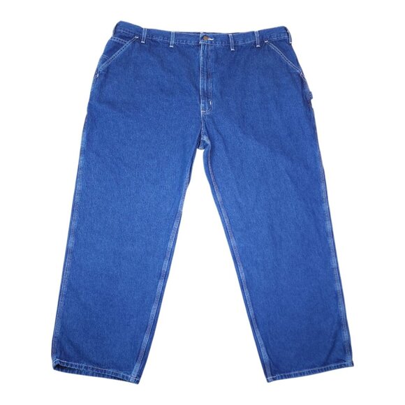 Carhartt B13 Dungaree Fit Mens Blue Denim Jeans 50x32 100% Cotton Workwear - Picture 3 of 6